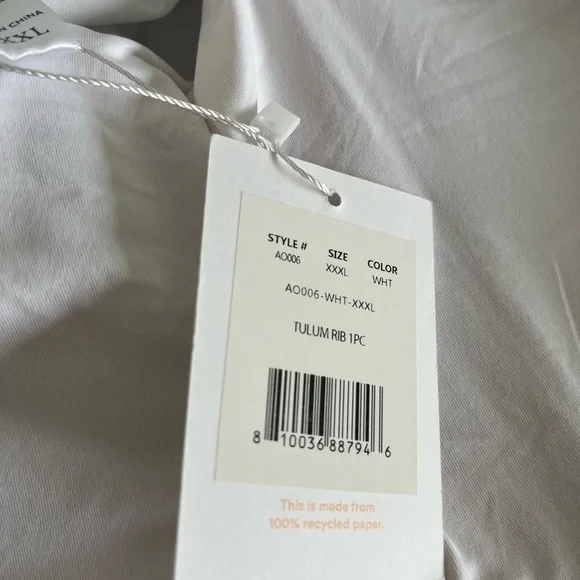 Andie Tulum Rib One-Piece Swimsuit - White Scoop Racerback Size XXXL - Picture 9 of 10